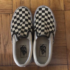 Vans black and white checkered slip on shoes